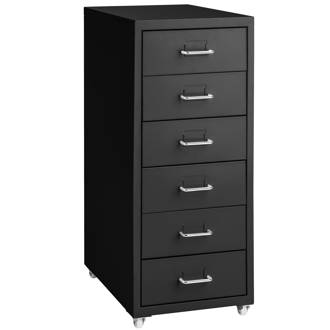 tectake® Caisson de Bureau Métallique Industriel 41 x 28 x 69 cm - Meuble de Rangement avec 6 Tiroirs pour Papier Administratif