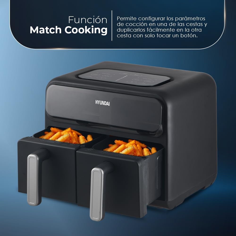 Hyundai Air Fryer HAF8000DD, bezolejowa frytkownica powietrzna, 8 programów, czarna