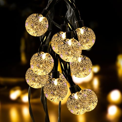 Outdoor Decorative Lights-Solar Panel with Bulb - Eco-Friendly 30 LED Lights 22 ft, 8 Modes, IP65 Waterproof. All Kinds of Decoration (Yellow)