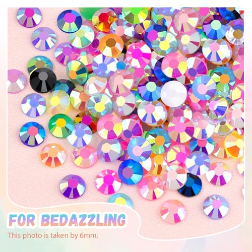 32000Pcs Resin Rhinestones for Bedazzling with B7000 Jewelry Glue, 3MM Colorful Gems Flatback Rhinestones for Crafting, Crystal for DIY Crafts Clothing Tumblers Mugs Shoes Fabric Decor Nail Art