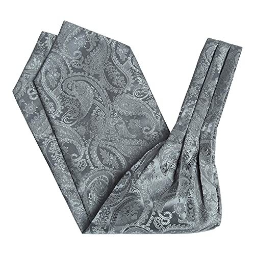 Hisdern Ascot Ties For Men Paisley Self Tie Ascot And Pocket Square Set Classic Woven Mens Cravat Handkerchief For Wedding #TOP5