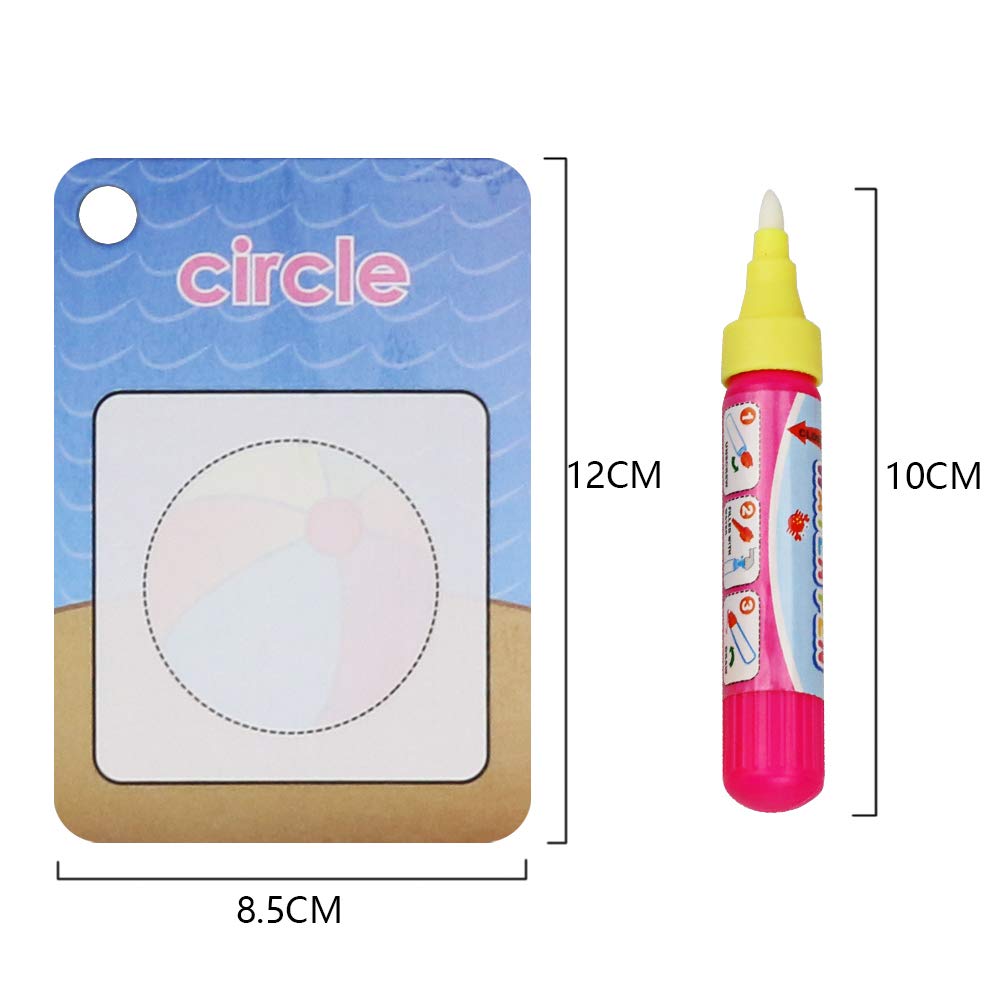 Colouring Books Magic Water Painting Drawing Doodle Word Cards for Kids Toddlers, with 2 Magic Water Pens (26 Cards) - Achort