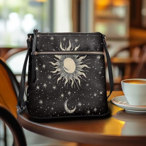 Image of Leather Purses for Women, Leather Hobo Bags for Women Travel Sling Purse Triple Zippered Pockets Shoulder Bag