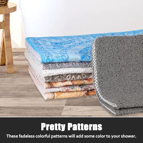 Image of Large Shower Mat Non Slip, 36x36 Inch Shower Floor Mat with Drain Hole in Middle, Super Soft and Comfortable PVC Loofah Massage Bath Mat for Shower, Anti Slip Shower Stall Mat, Quick Drying