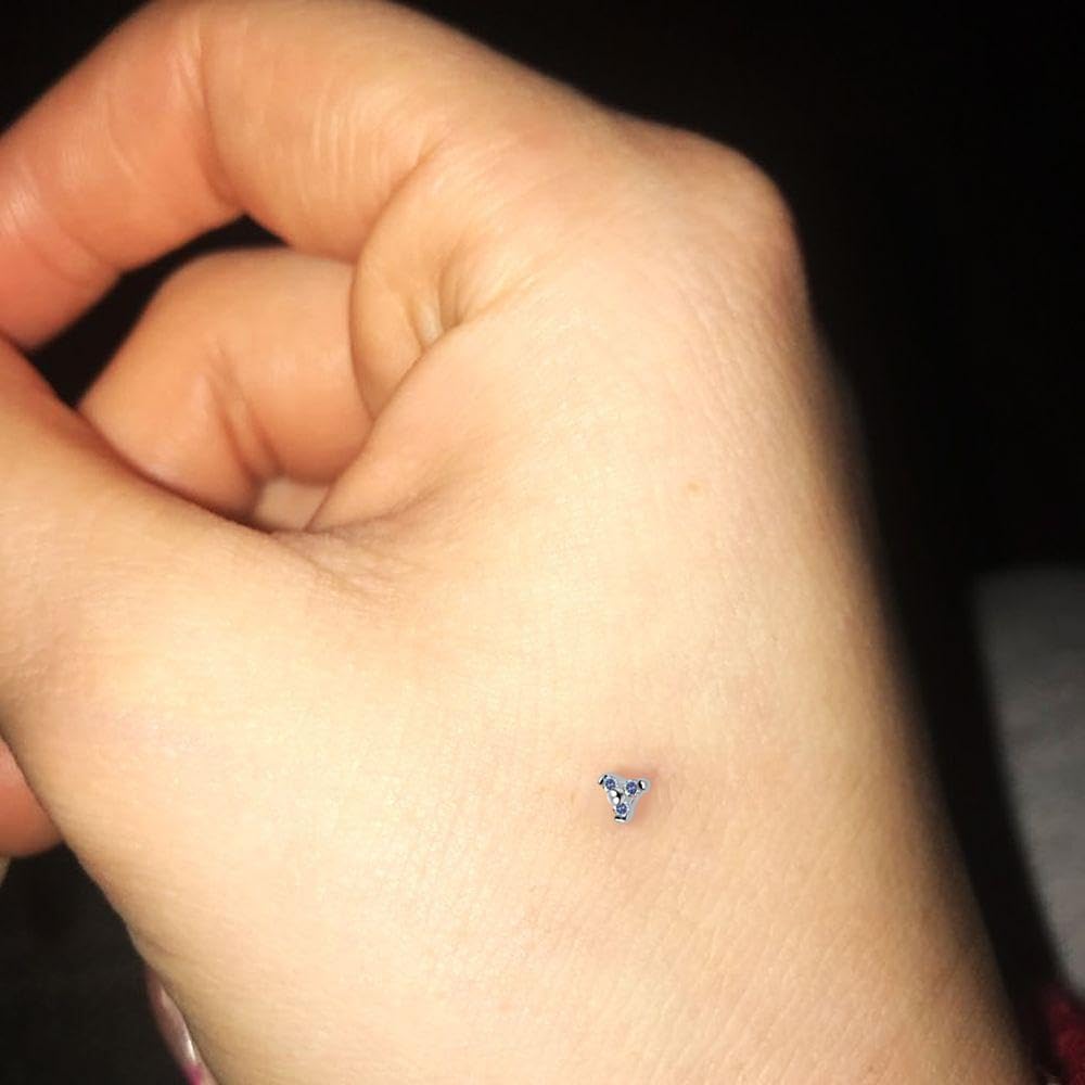 Tri Cz Stones 316L Surgical Steel Top with G23 Grade Titanium Internally Micro Dermal Anchor Drivers - Surface - Skin Piercing