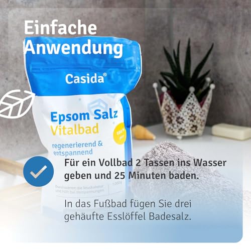 Epsom Salz Vitalbad - Magnesium zum Baden - 1000 g - Original Epsom Salz - Ideal für Voll- und Fußbäder - Epsom Salz aus der Apotheke