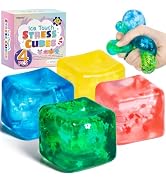 4 Pack Fidget Toy Stress Cube, Slow Rise Stress Balls Ice Cube,Mellow and Chill,Square Squishy Ba...