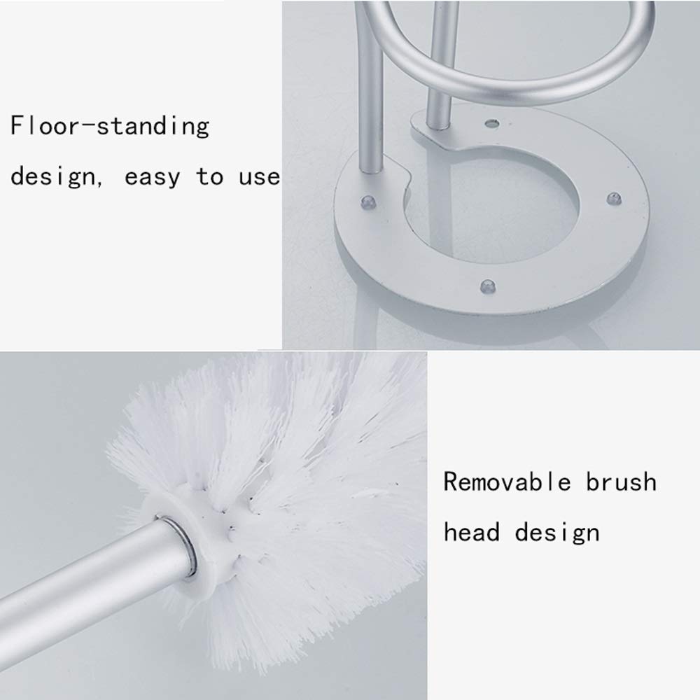 Nff Cepillo Y Soporte para Inodoros, Espacio De Pie Baño De Aluminio Tenedor De Cepillo De Baño 360 ° Fácil De Limpiar Cerdas Suaves Cepillo De Inodoro (Size : Floor-Standing)