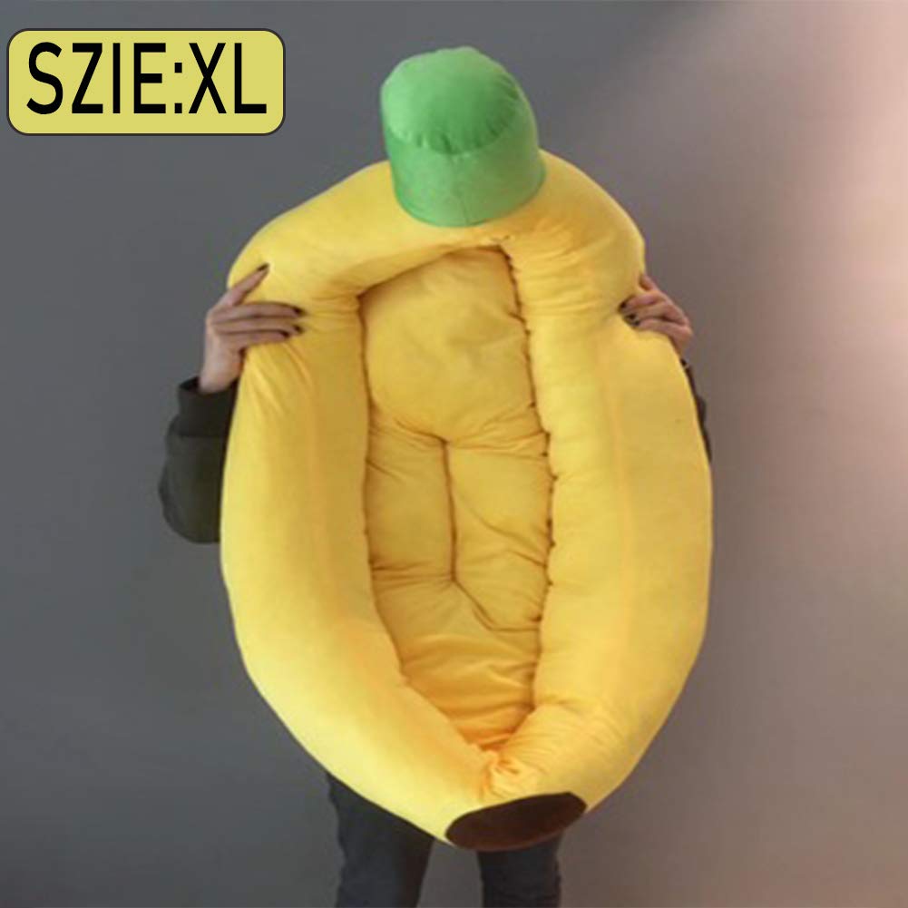 HANHAN Canapé-lit extra large pour chien en forme de banane - Coussin orthopédique doux et confortable - Lavable - Anti-mâchage, anxiété