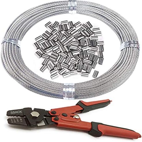 Ssack - 304 Stainless Steel Cable Wire Rope 1/16 x 165ft Cutter&Crimping Tool and Sleeve100pcs