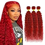 Light Red Bundles Human Hair Water Wave Bundles 12 14 16 Inch Unprocessed Brazilian Virgin Remy Hair Burgundy 3 Bundle Red Water Wave Human Hair Extensions For Women 50 Gram Per Bundle