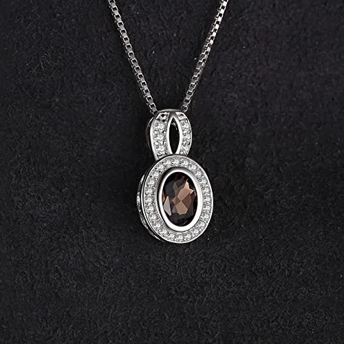 Pendentif quartz fumé bijoux femme argent 925 pierre marron sans chaîne