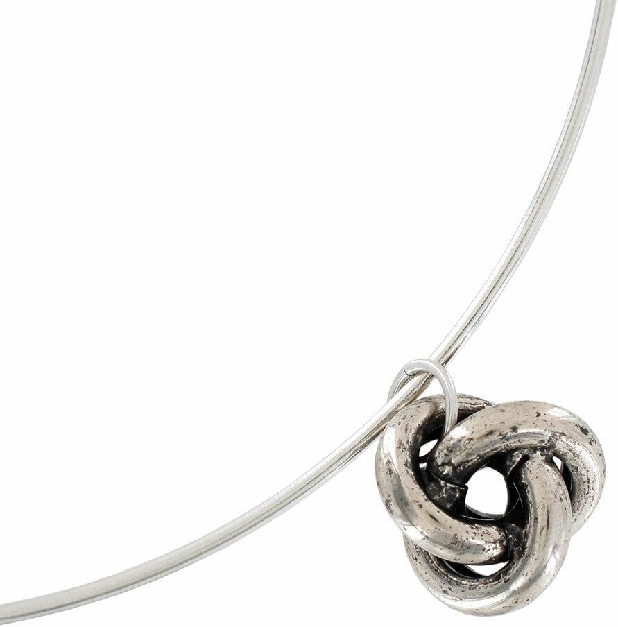Silver Tone Nautical Knot Pendant 3/4" Collar Necklace 15" Adorable Statement Chunky Necklace for Women