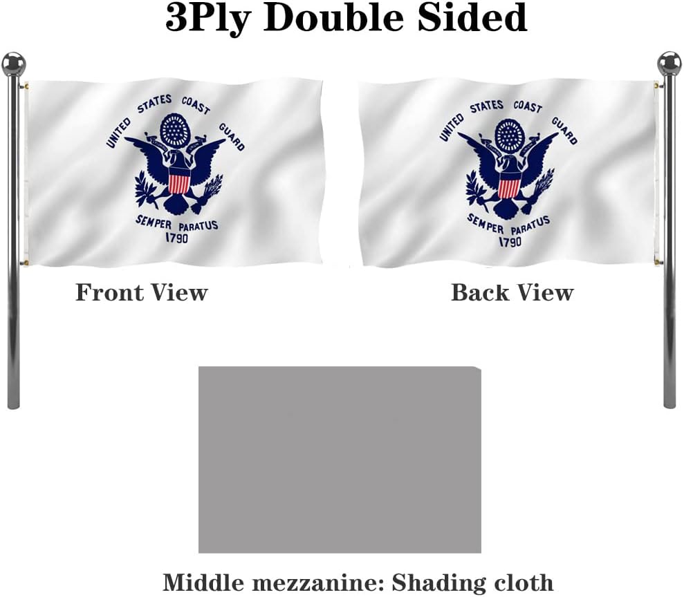 Jayus US Coast Guard Flag Military Flags 3x5 FT Outdoor - Double Sided 220D Heavy Duty United States Coast Guard Flag Banner with 2 Grommets