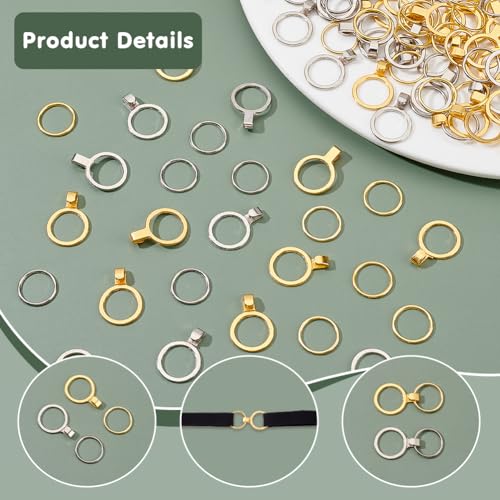 AHANDMAKER 160Pcs Bra Strap Hook, Alloy Bathing Suit Clip Clasp, Bra Strap Slider Replacement, Adjustment Slider for Slip Dress, Buckle Fastener for Bra Strap Swimsuit Tops Lingerie(Platinum & Golden)