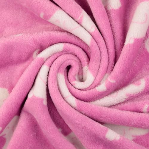 Tissu polaire double face épais motif éléphants rose métrage 5m