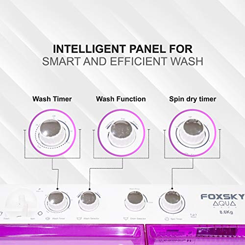 Image of Foxsky 6.8 kg Semi-Automatic Top Loading Washing Machine (FOXSKY AQUA WASH 6.8 KG, PURPLE)