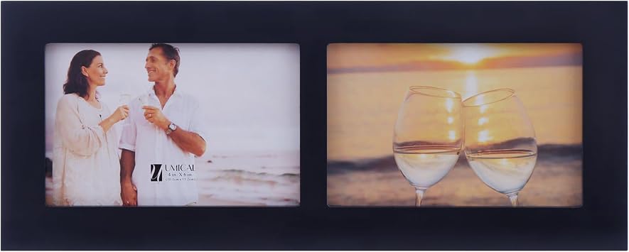 6x4 2-Opening Collage Picture Frame Black Wood