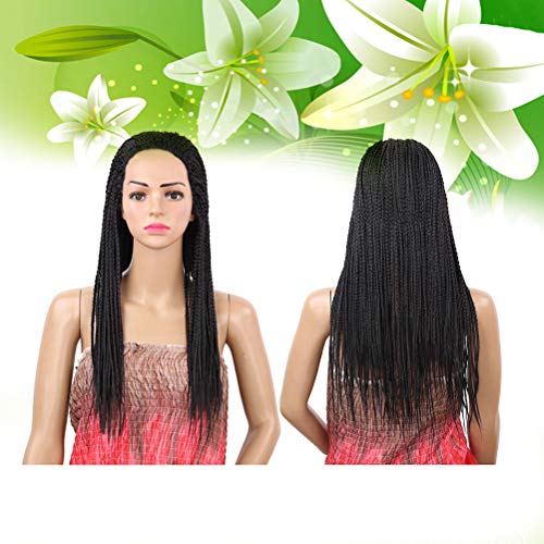 Lurrose Peruca de cabelo trançada feminina fashion preta natural peruca trançada natural de aparênci