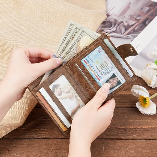 Image of GOIACII Small Women's Wallet Cute Credit Card Holder RFID Blocking Leather Billfold Leopard Print Brown