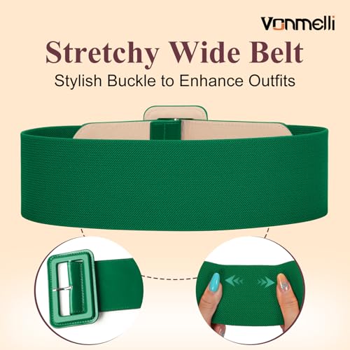 Image of VONMELLI Stretchy Wide Women Belts Elastic Vintage Belts for Women Fashion Ladies Waist Belt for Dress