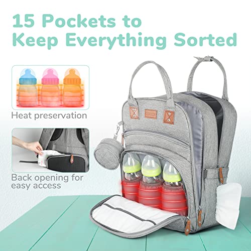 GEKMOR Diaper Bag Backpack 3 in 1 Baby Diaper Backpacks with Chan