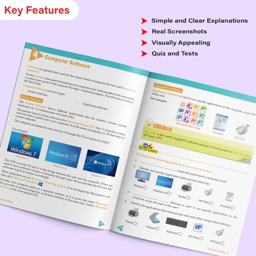 Image of Woodsnipe Beginner Computer Learning Book for Kids Age 6-8| Windows 10 | Class 3 & 4 | Computer , Uses, Parts, Features | Multiple Choice Questions | Quiz & Tests | Answers keys