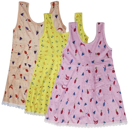Image of Kid's Cotton Dress Slip Knee Length Casual Summer Frock for Girl's Combo (Pack of 3)