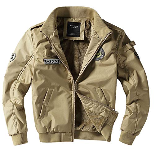 Flygo Men's Casual Winter Warm Thick Fleece Sherpa Lined Bomber Jacket