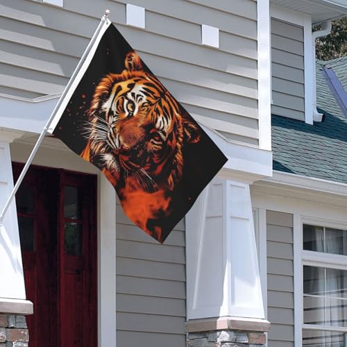 Drapeau de bienvenue tigre dans le feu pour exprimer une personnalité forte