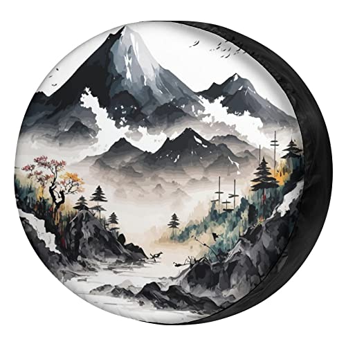 Image of Delerain Spare Tire Cover Mountain Wheel Covers Waterproof Dust-Proof UV Sun Universal Fit for RV Trailer RV SUV Truck and Many Vehicle (18 Inch for Diameter 32 inch-34 inch)