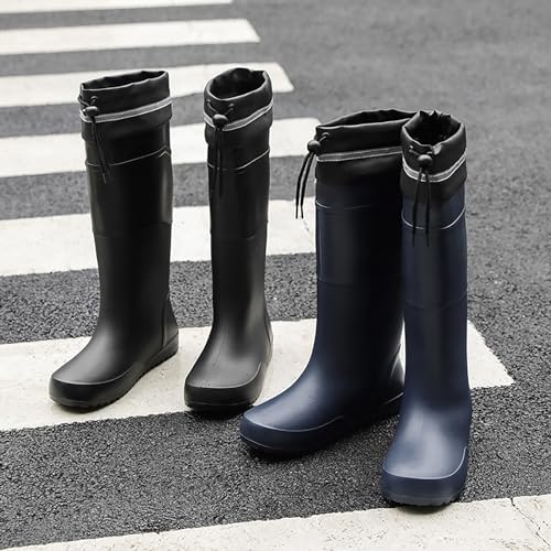 Generisch Gummistiefel Damen Hoch Gefüttert,Regenstiefel Damen Wasserdicht Arbeitsschuhe rutschfest Übergangsstiefel Warm Schlupfstiefel Weich Bequem Trekkingstiefel Abriebfest Angelstiefel Einfarbig