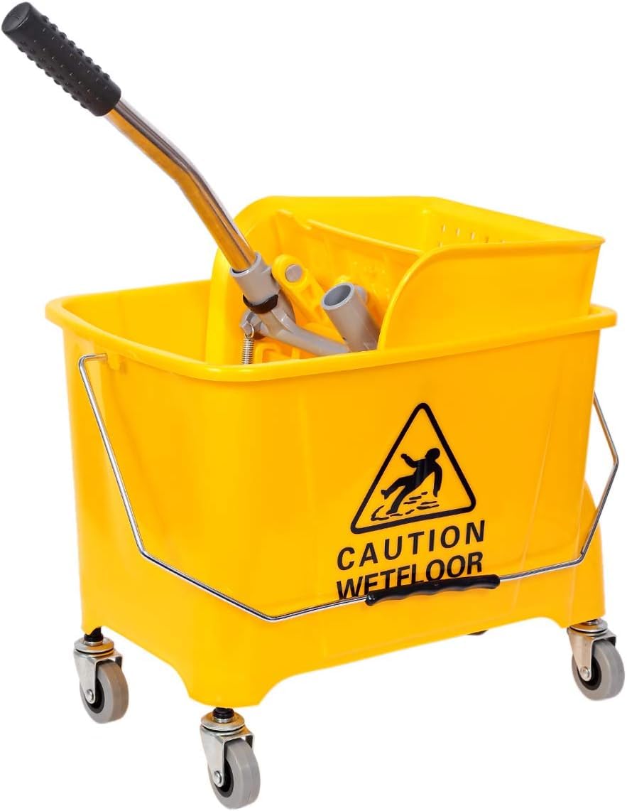 Yanek Floor Cleaning Mop Bucket with Trolley & Wringer โ 4-Wheel Mop Bucket Trolley for Easy Cleaning Ideal for Home,Office,Commercial & Industrial Use Durable,Sturdy & Hassle-Free Cleaning (20 Liter)