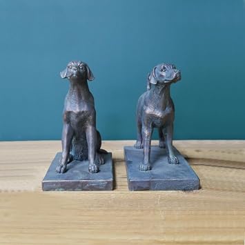 Dog Bookends Set of 2 Labrador Black Standing Animal Bookshelf Stopper Vintage Ornament