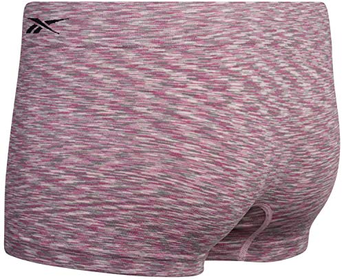 Reebok Women’s Seamless Performance Boyshort Panties with Logo Waistband (4 Pack) (SpaceDye/Four Lea