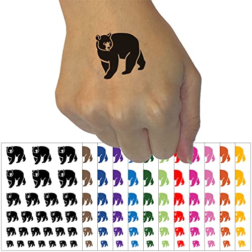 Black Bear Temporary Tattoo Water Resistant Fake Body Art Set Collection - Black (One Sheet)