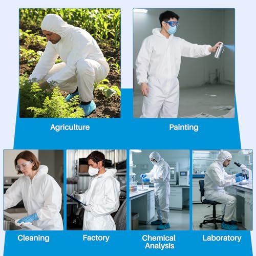 YRUWTTA Disposable Hazmat Suits 10 Pack,Protective Coveralls with Hood Full Body Painters Suit-XXL by YRUWTTA - Image 3