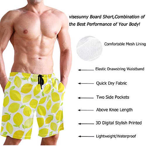 visesunny Beautiful Lemon Print Men's Beach Short Hot Summer Swim Trunks Sports Running Bathing Suits3