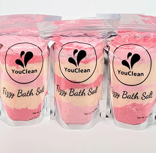 Youclean - 17 Oz Fizzy Foaming Bath Salt - Handcrafted In California - Epsom Salt & Mediterranean Sea Salt - Muscle Relaxants (Peach Bellini) #TOP3