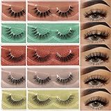 APCYUST Lashes Fluffy Mink Eyelashes Natural Look 5D Faux Mink False Lash Bulk Cat Eye Fake Eyelash Wholesale Soft Wispy Strip Eye Lashes with Individual Portable Lash Pack