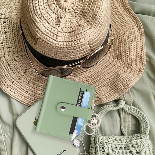 Image of Airkit Small Wallet Women RFID, PU Leather Card Holder with Keychain | Slim Compact Zipper Coin Purse for Ladies, Travel Holiday Gifts for Mom, Cute Mini Bifold Wallets