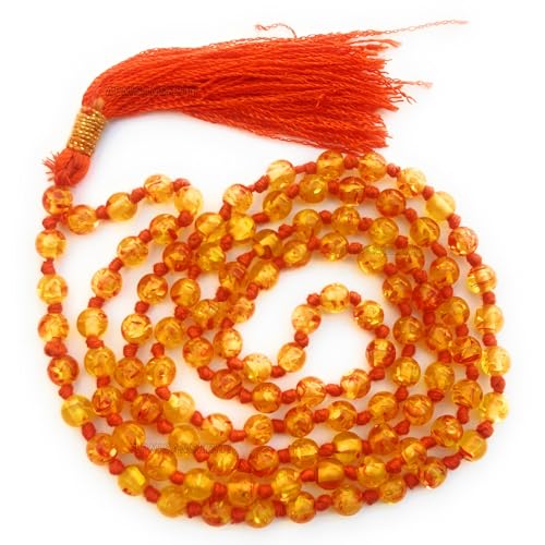 Image of Apnisanskriti Premium Amber Stone Mala for Men and Women (6mm, AAA Quality, Lab Certified, 108+1) - Natural Stone Beads Mala - Yellow Colour - Pack of 1