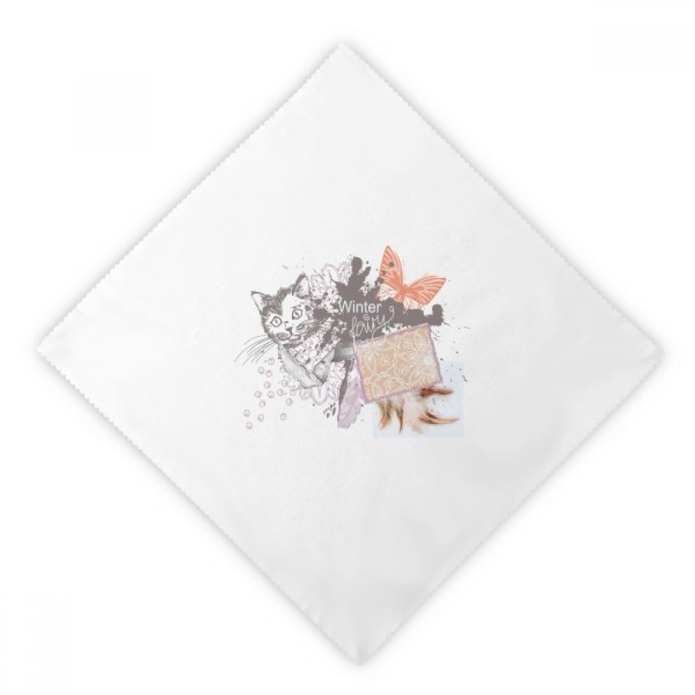 Servilletas de tela reutilizables lavables con diseño de gato en tinta