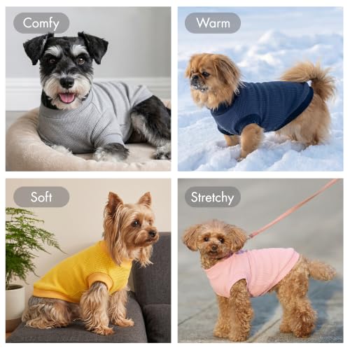 Image of 1 Pack Dog Shirt for Small Supplies Functional Waffle Dog Clothes Warm Soft Sweatshirt Outfit for Dogs Cats Pet Apparel