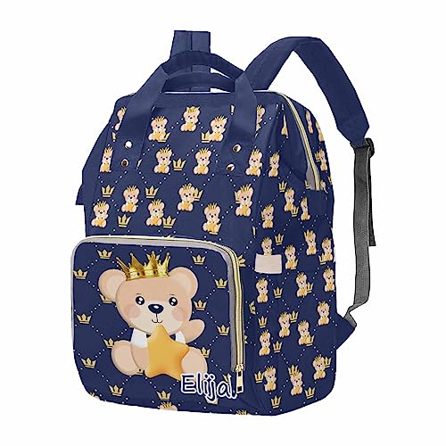 M YESCUSTOM Personalized Diaper Bag Backpack, Custom Women Diaper Bag with Name Portable Travel Nappy Bag Blue Mommy Bags New Born Gift for Women Mom