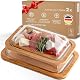 Serviertablett aus Holz mit Glas Aufschnittboxen im 2er Set