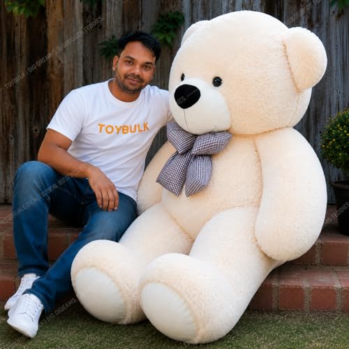 Image of 5 Feet Cream Teddy Bear Original 20mm Dull Cream Fur (60 Inches) Giant Soft Plush Toy | Premium Stuffed Teddy Bear for Kids, Girls, Boys & Loved Ones | Birthday, Anniversary, Valentine