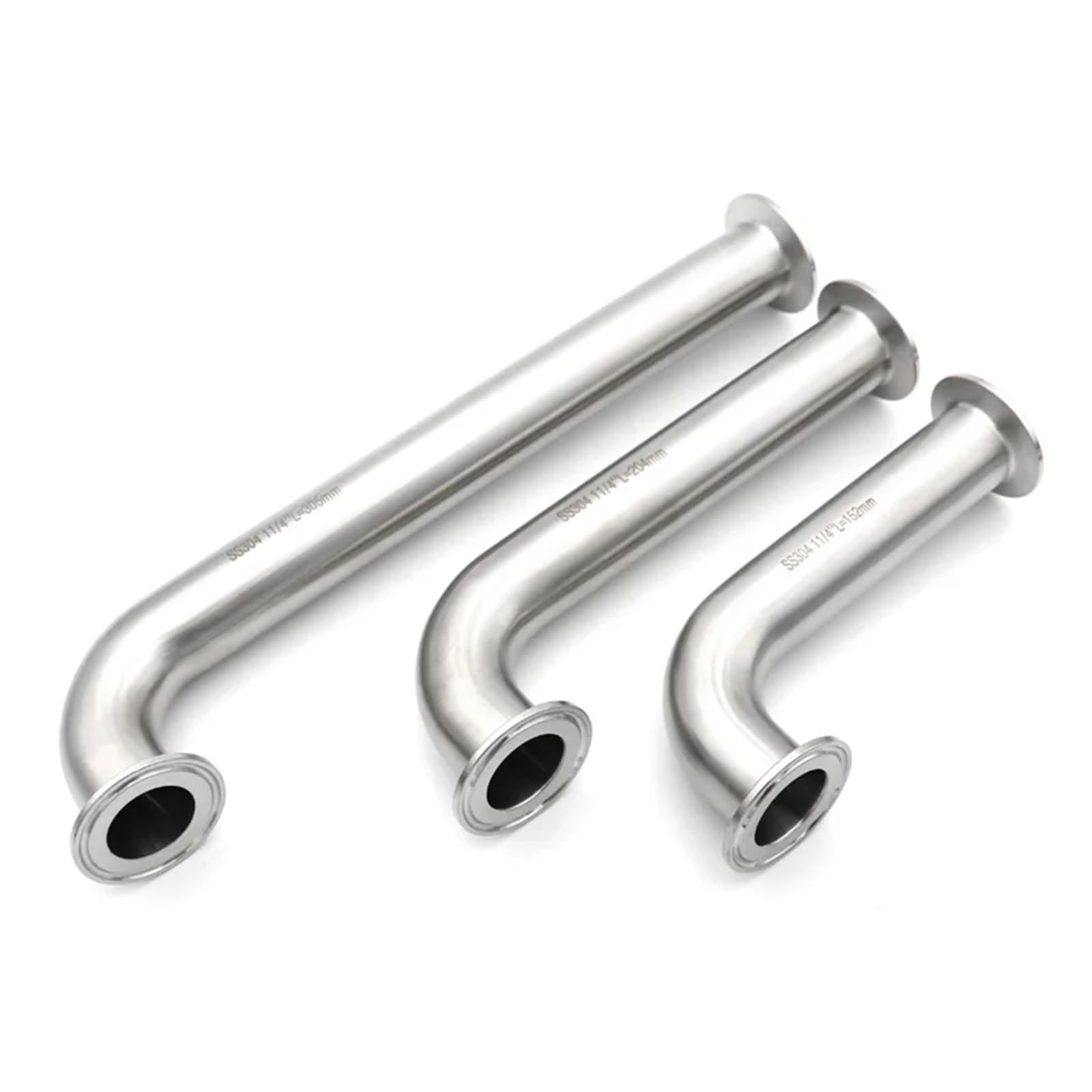 Codo de 90 Grados de Acero Inoxidable 304, Abrazadera Triple, extensión Larga, 25, 38 y 51 mm, Accesorio for tubería de 1", 1,25", 1,5" y 2"(OD38x50.5 L457mm)
