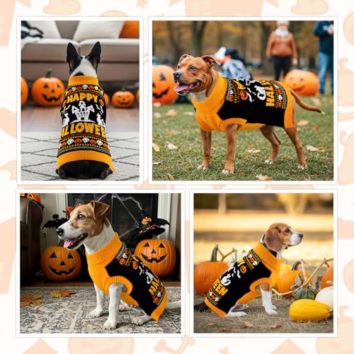 Pull à col roulé citrouille chien : fini les frissons d'Halloween