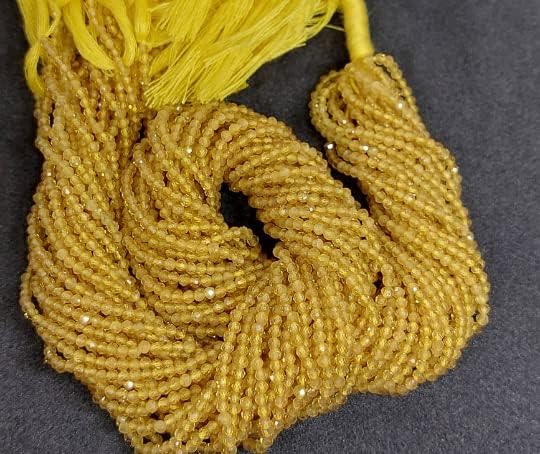 Miniatura 6 de Krishiv Exports - Cuentas de Rondelle con microfacetas de zafiro amarillo y zafiro amarillo Rondelle, 0.079 in, 13 hilos